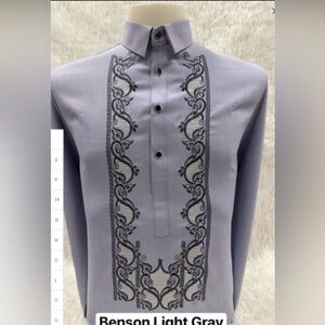 Modern Barong Light Gray Embroidered Men’s Shirt